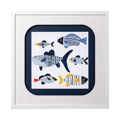 Mercana - Patterned Fish II by Victoria Barnes a Hand Embellished Textured Framed Art Print Matted under Glass - 13711 view 1