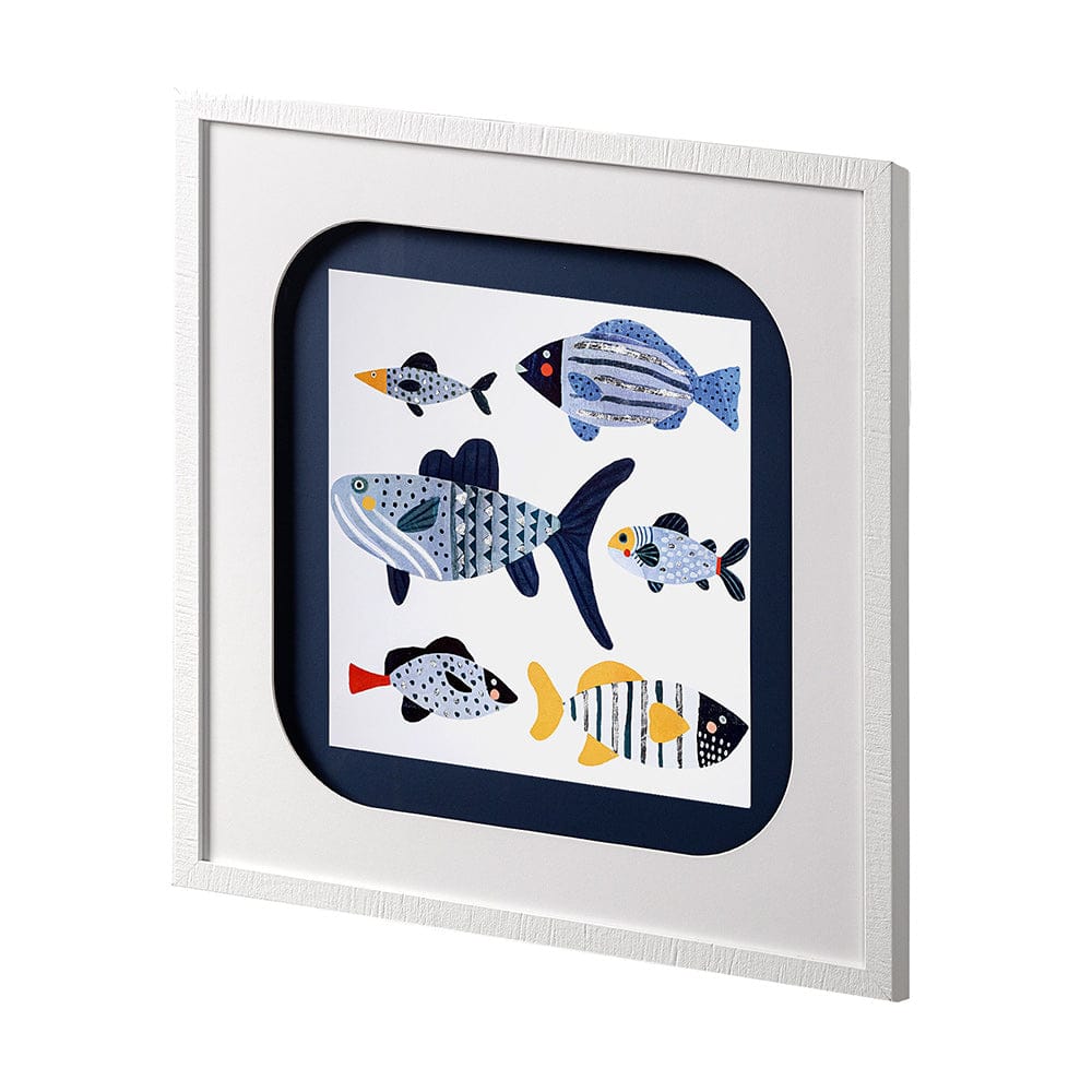 Mercana - Patterned Fish II by Victoria Barnes a Hand Embellished Textured Framed Art Print Matted under Glass - 13711 view 2
