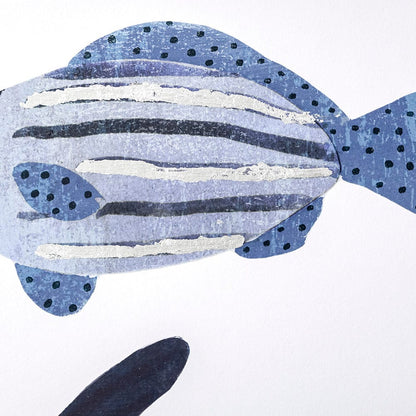 Mercana - Patterned Fish II by Victoria Barnes a Hand Embellished Textured Framed Art Print Matted under Glass - 13711 view 7