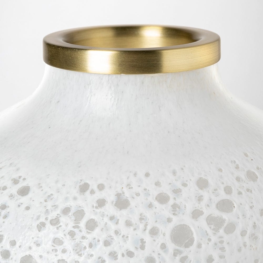 Mercana - Pearl Short White Gold Rim Glass Vase - 69034 view 9