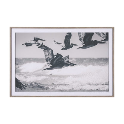 Mercana - Pelican Beach by Nathan Larson a Hand Embellished Framed Art Print Matted under Glass - 15713 view 1