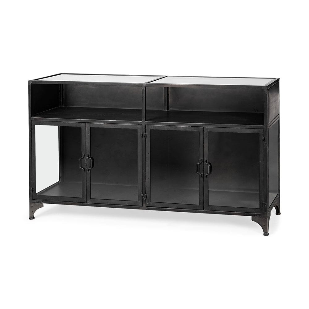 Mercana - Pender 63" L Black Metal Glass Door Display Cabinet - 50523 view 1