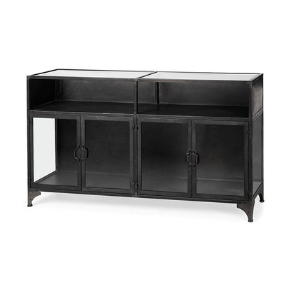 Mercana - Pender 63" L Black Metal Glass Door Display Cabinet - 50523 view 1