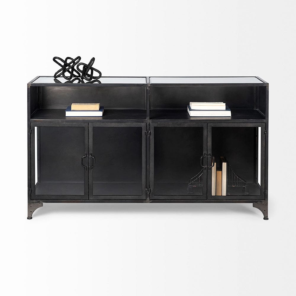 Mercana - Pender 63" L Black Metal Glass Door Display Cabinet - 50523 view 9