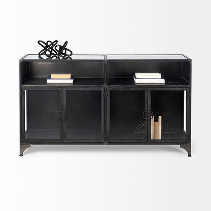 Mercana - Pender 63" L Black Metal Glass Door Display Cabinet - 50523 view 9