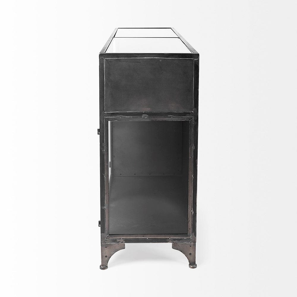 Mercana - Pender 63" L Black Metal Glass Door Display Cabinet - 50523 view 11