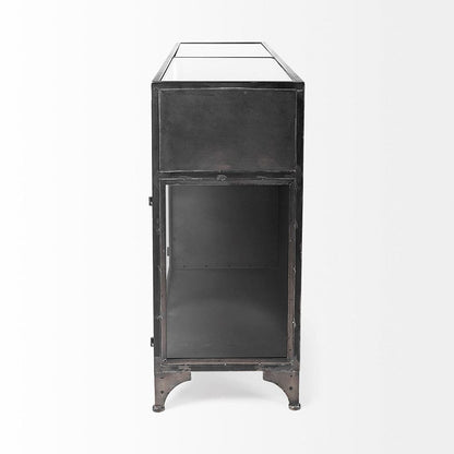 Mercana - Pender 63" L Black Metal Glass Door Display Cabinet - 50523 view 11