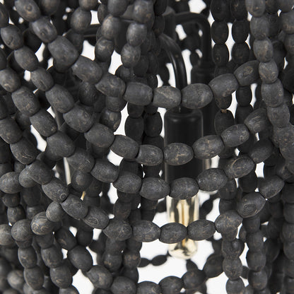 Mercana - Pendra 19.7L x 19.7W x 89.0H Black Metal Wooden Bead Three Bulb Chandelier - 69661 view 7