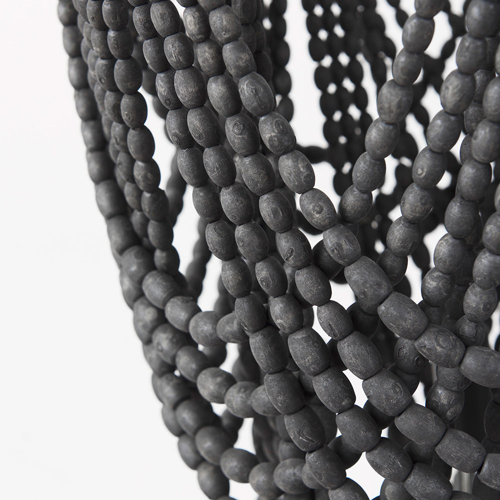 Mercana - Pendra 19.7L x 19.7W x 89.0H Black Metal Wooden Bead Three Bulb Chandelier - 69661 view 8