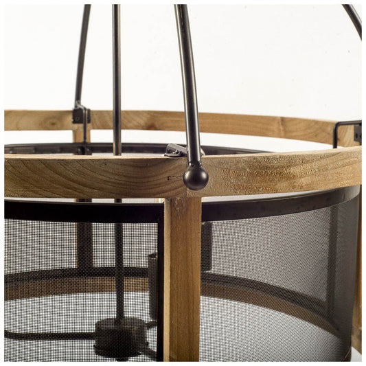 Mercana - Penhill 25"x24" Black and Wooden Three Bulb Chandelier - 65456_CLOSEOUT view 2