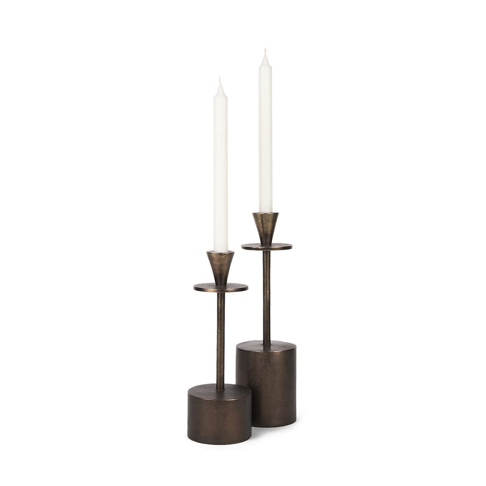Mercana - Petria Antiqued Gold Textured Metal Taper Candle Holders - 70649 view 1