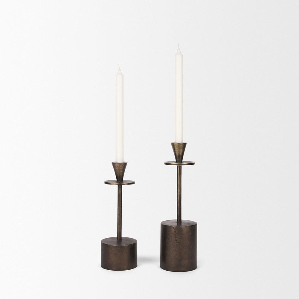 Mercana - Petria Antiqued Gold Textured Metal Taper Candle Holders - 70649 view 6