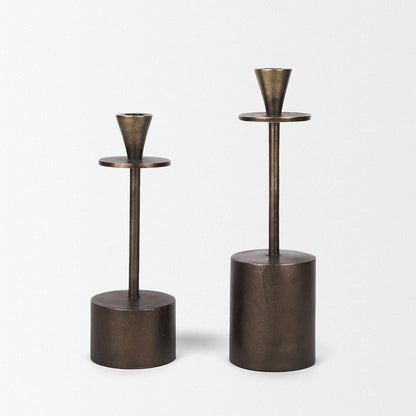 Mercana - Petria Antiqued Gold Textured Metal Taper Candle Holders - 70649 view 7
