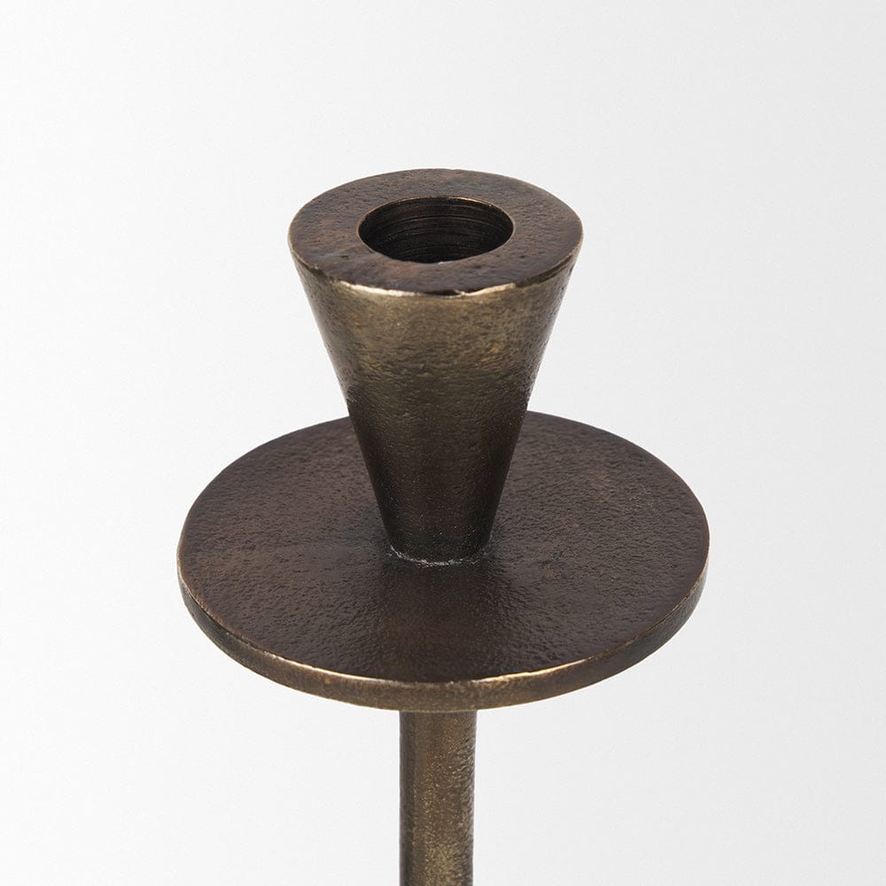Mercana - Petria Antiqued Gold Textured Metal Taper Candle Holders - 70649 view 8
