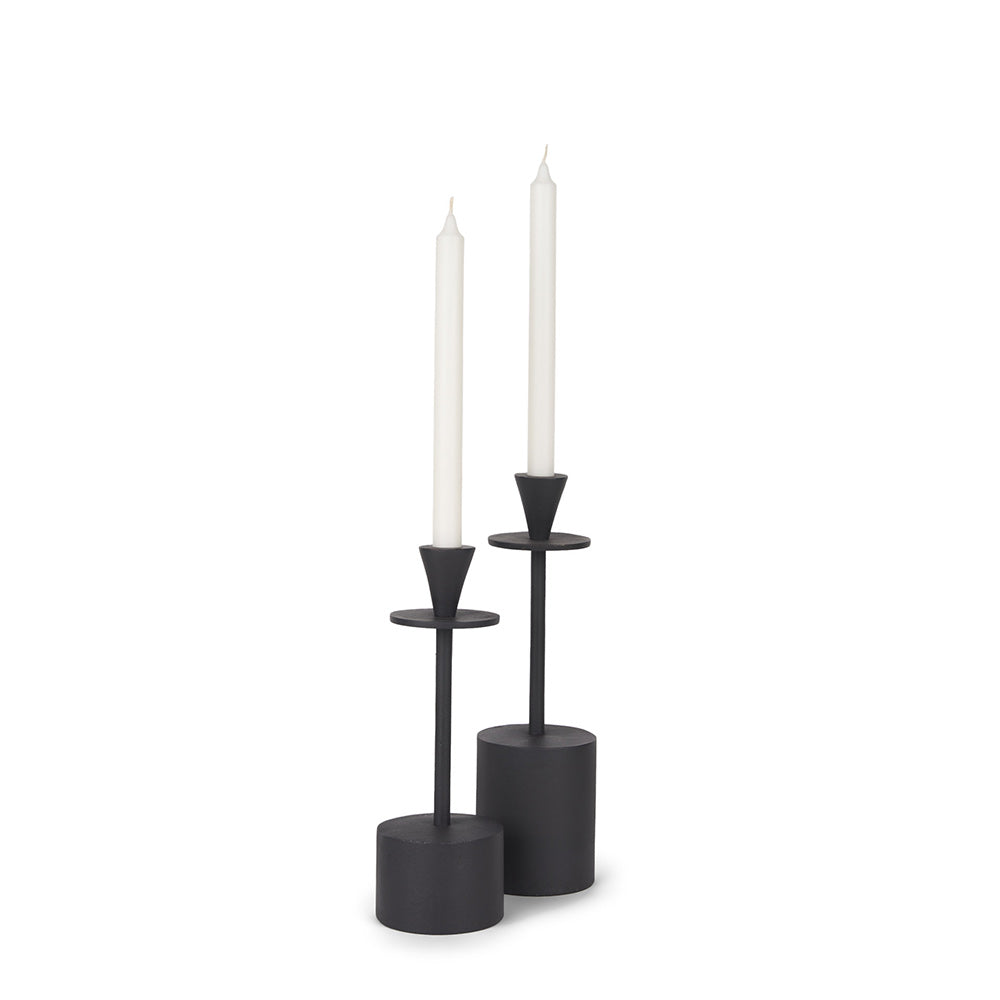 Mercana - Petria Matte Black Textured Metal Taper Candle Holders - 70650 view 1