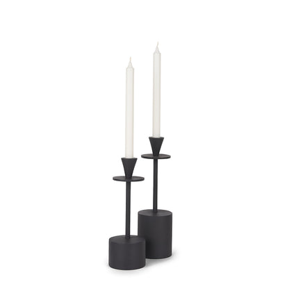 Mercana - Petria Matte Black Textured Metal Taper Candle Holders - 70650 view 1