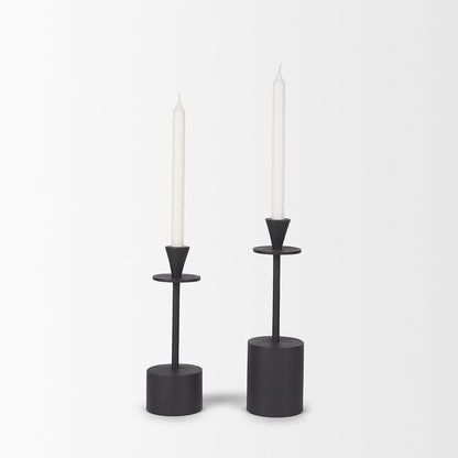 Mercana - Petria Matte Black Textured Metal Taper Candle Holders - 70650 view 5