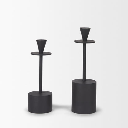 Mercana - Petria Matte Black Textured Metal Taper Candle Holders - 70650 view 6