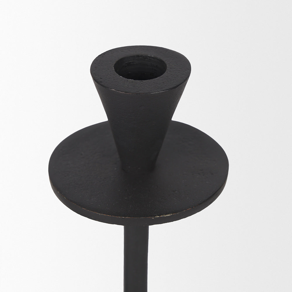 Mercana - Petria Matte Black Textured Metal Taper Candle Holders - 70650 view 7