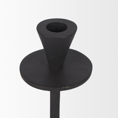 Mercana - Petria Matte Black Textured Metal Taper Candle Holders - 70650 view 7