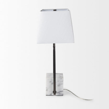 Mercana - Peyton 14.0L x 9.0W x 26.2H Black Metal W/Marble Cube and White Shade Table Lamp - 69701 view 3