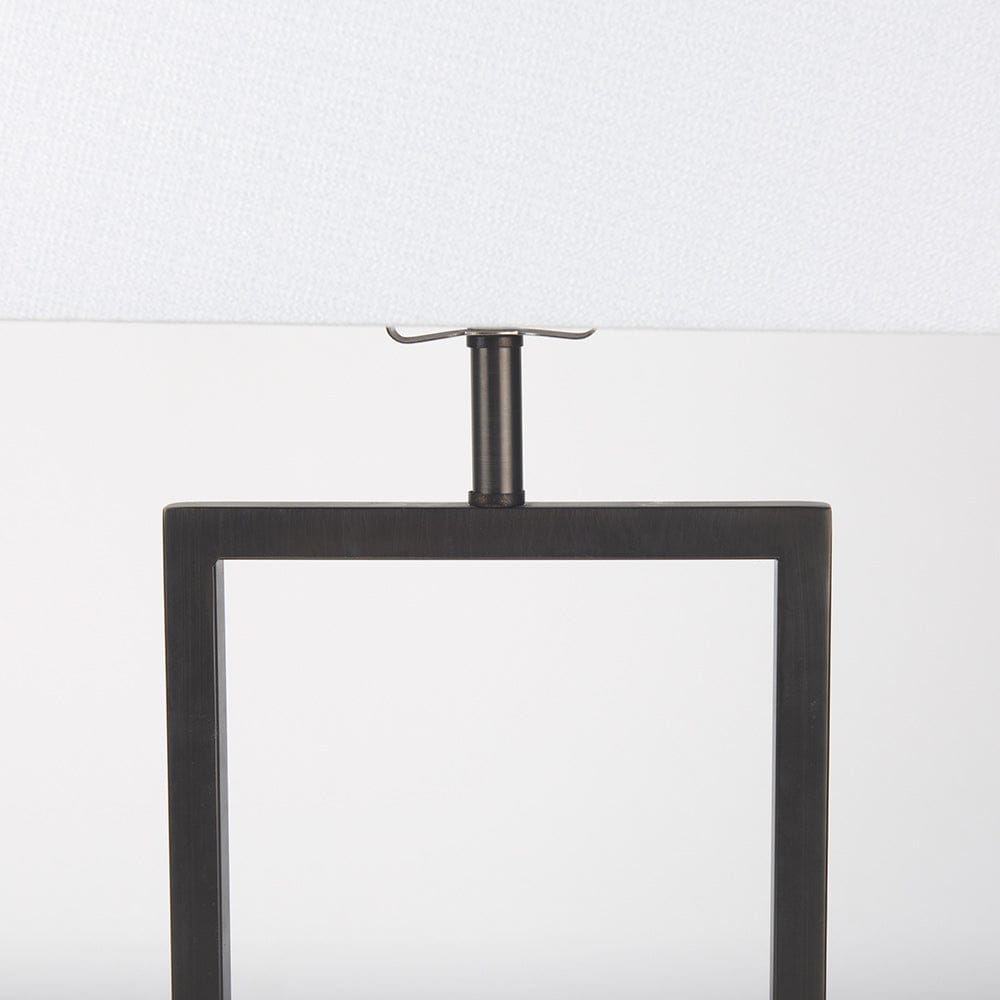 Mercana - Peyton 14.0L x 9.0W x 26.2H Black Metal W/Marble Cube and White Shade Table Lamp - 69701 view 7