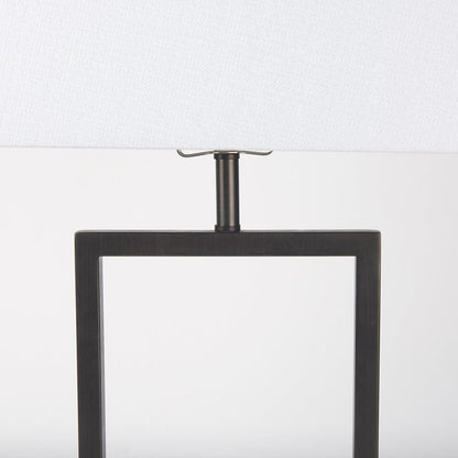 Mercana - Peyton 14.0L x 9.0W x 26.2H Black Metal W/Marble Cube and White Shade Table Lamp - 69701 view 7