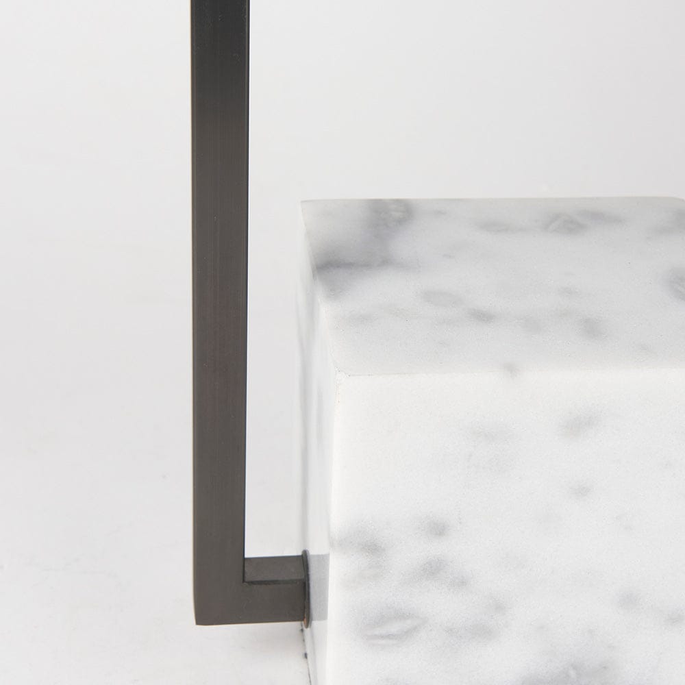 Mercana - Peyton 14.0L x 9.0W x 26.2H Black Metal W/Marble Cube and White Shade Table Lamp - 69701 view 8