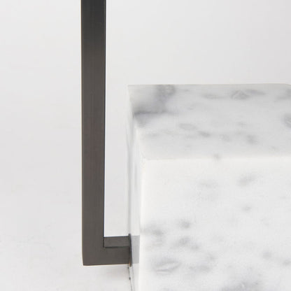Mercana - Peyton 14.0L x 9.0W x 26.2H Black Metal W/Marble Cube and White Shade Table Lamp - 69701 view 8