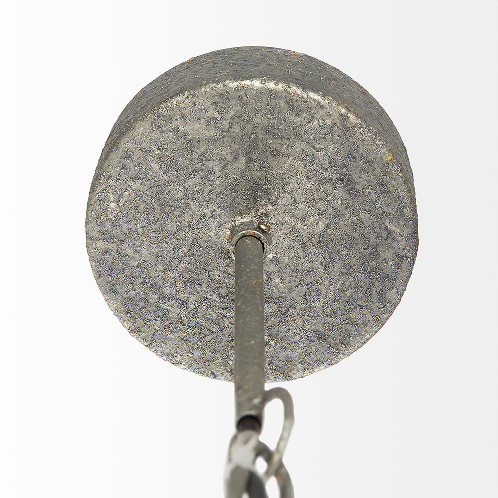 Mercana - Phillum 29"x37" Silver Metal Chassis and White Wood Beaded Six Bulb Chandelier - 65200_CLOSEOUT view 4