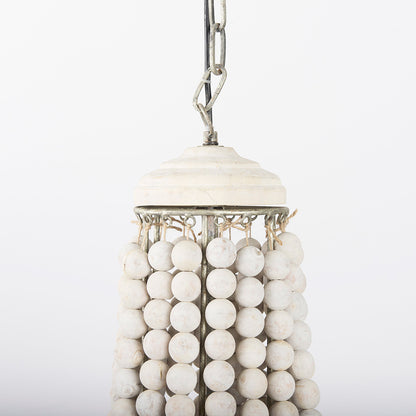 Mercana - Phillum 29"x37" Silver Metal Chassis and White Wood Beaded Six Bulb Chandelier - 65200_CLOSEOUT view 5
