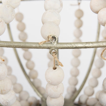 Mercana - Phillum 29"x37" Silver Metal Chassis and White Wood Beaded Six Bulb Chandelier - 65200_CLOSEOUT view 7