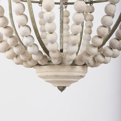 Mercana - Phillum 29"x37" Silver Metal Chassis and White Wood Beaded Six Bulb Chandelier - 65200_CLOSEOUT view 9