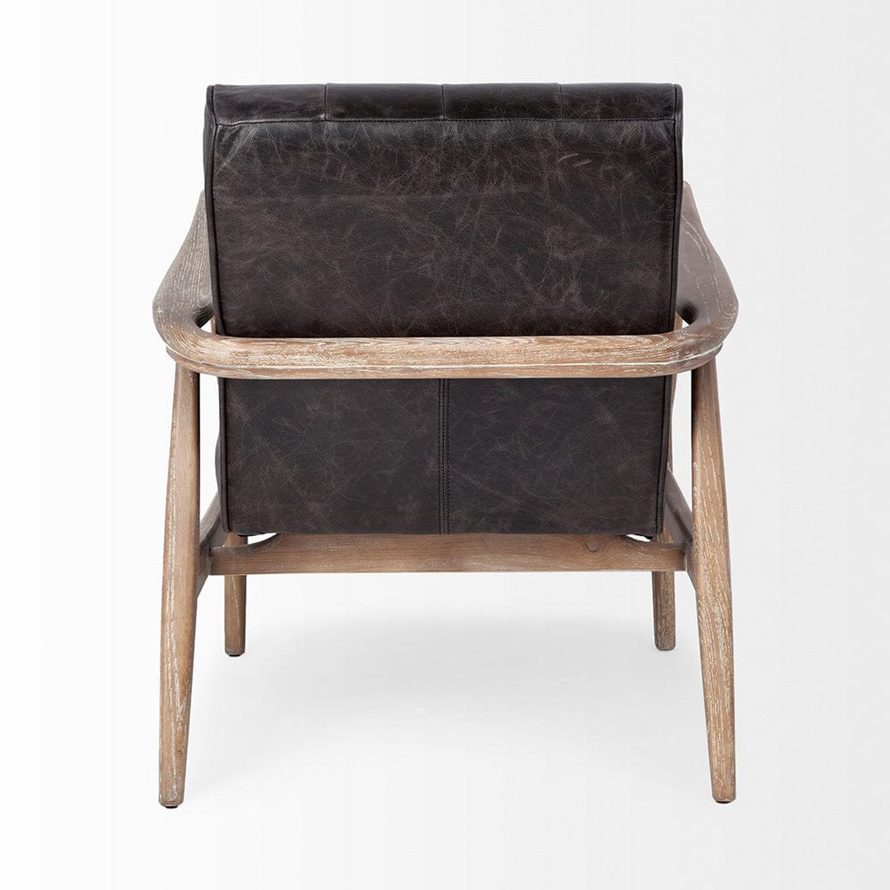 Mercana - Phineas Black Leather W/ Brown Wooden Frame Accent Chair - 67687 view 4