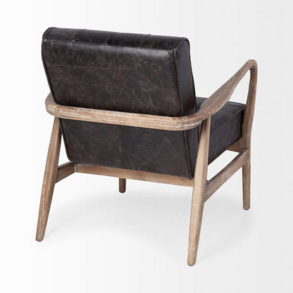 Mercana - Phineas Black Leather W/ Brown Wooden Frame Accent Chair - 67687 view 5