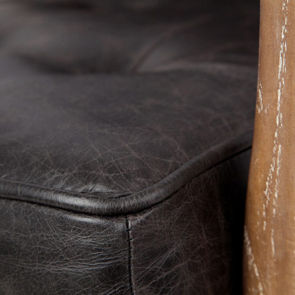Mercana - Phineas Black Leather W/ Brown Wooden Frame Accent Chair - 67687 view 6