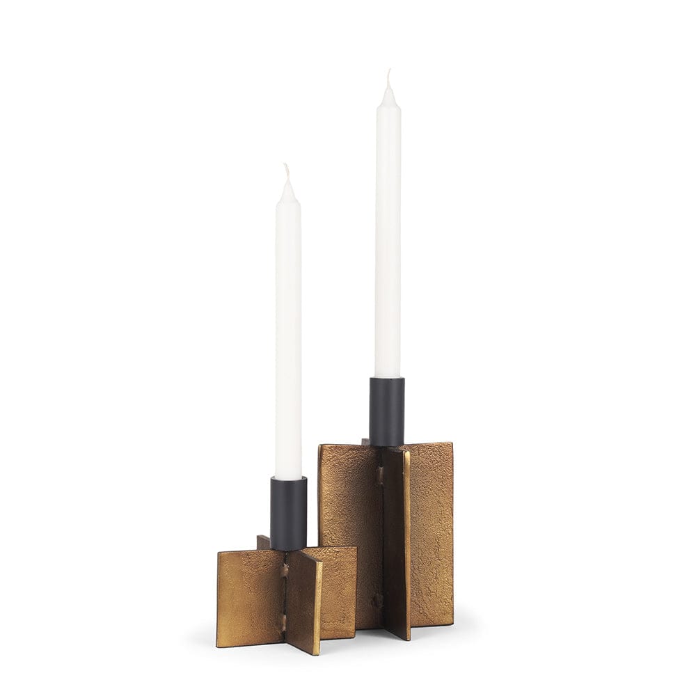 Mercana - Pia Antiqued Gold w/ Black Metal Taper Candleholder (Set of 2) - 70669 view 1