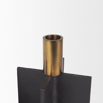 Mercana - Pia Matte Black w/ Brushed Gold Metal Taper Candleholder (Set of 2) - 70671 view 6