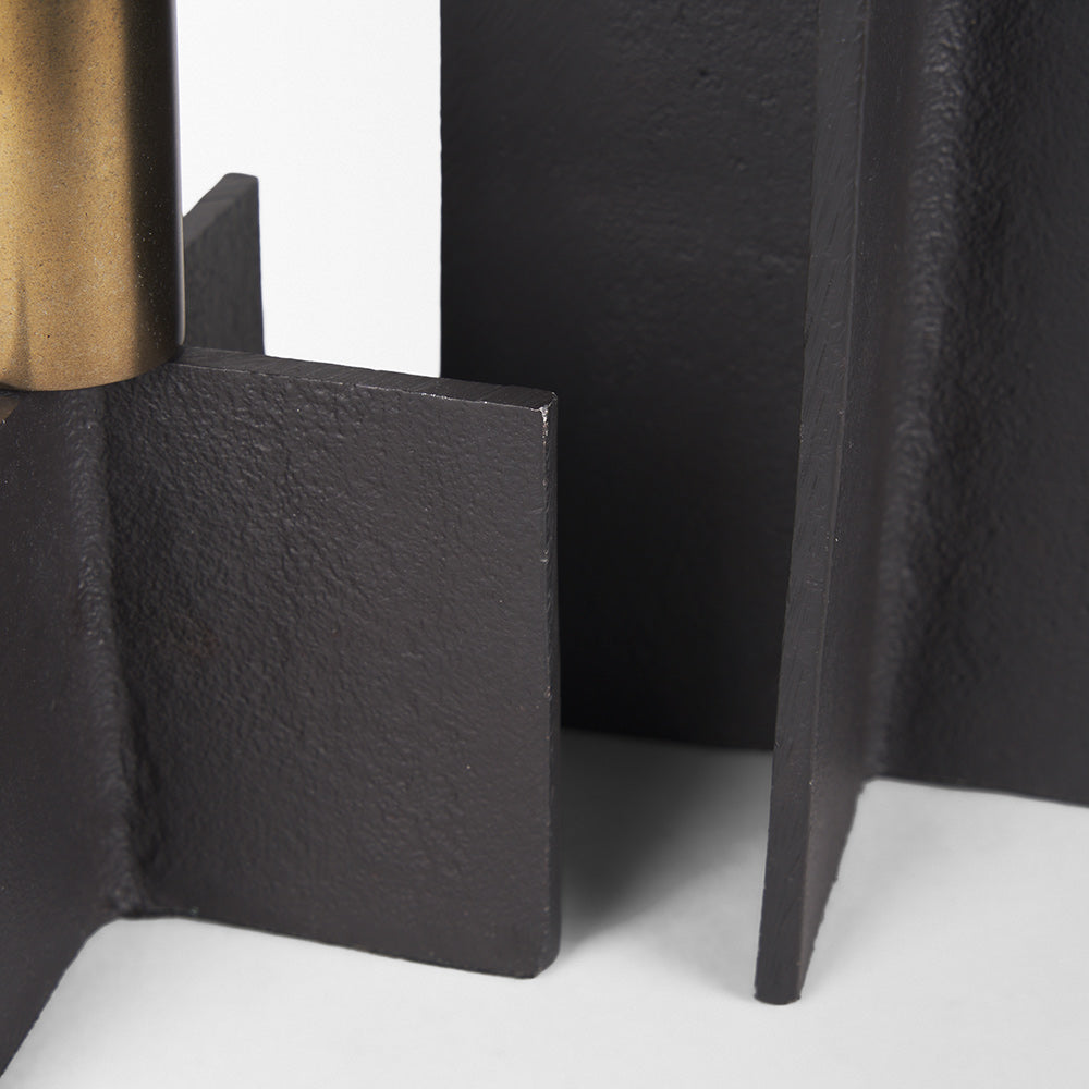 Mercana - Pia Matte Black w/ Brushed Gold Metal Taper Candleholder (Set of 2) - 70671 view 7