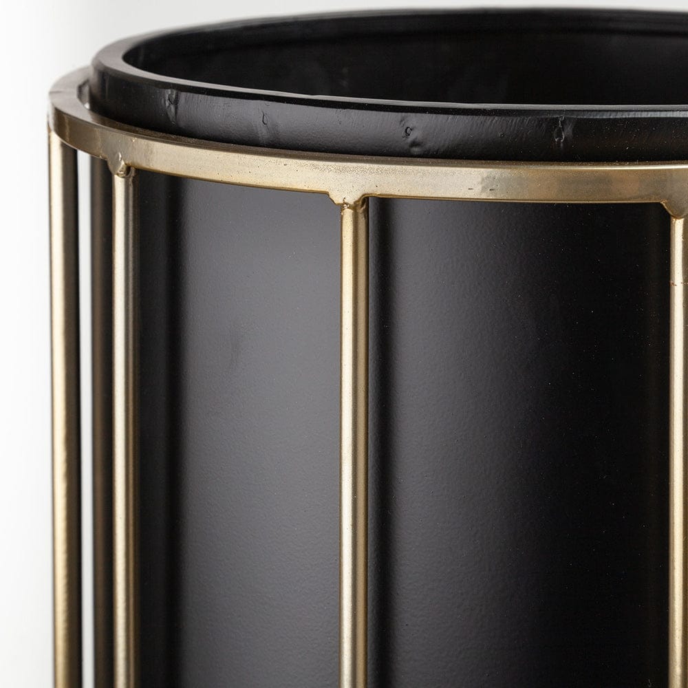 Mercana - Pianta 13 x 21 Set of Two Black Metal Insert Brass Frame Plant Stands - 67919 view 4