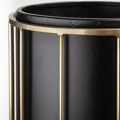 Mercana - Pianta 13 x 21 Set of Two Black Metal Insert Brass Frame Plant Stands - 67919 view 4