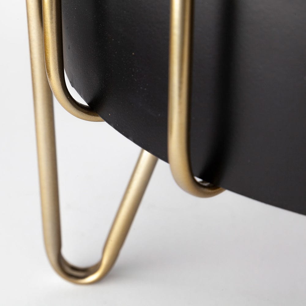 Mercana - Pianta 13 x 21 Set of Two Black Metal Insert Brass Frame Plant Stands - 67919 view 6