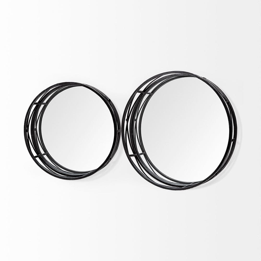 Mercana - Piers Black Metal Mirrored Round Trays (Set of 2) - 67237 view 6