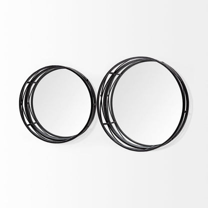 Mercana - Piers Black Metal Mirrored Round Trays (Set of 2) - 67237 view 6