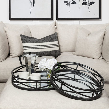 Mercana - Piers Black Metal Mirrored Round Trays (Set of 2) - 67237 view 9