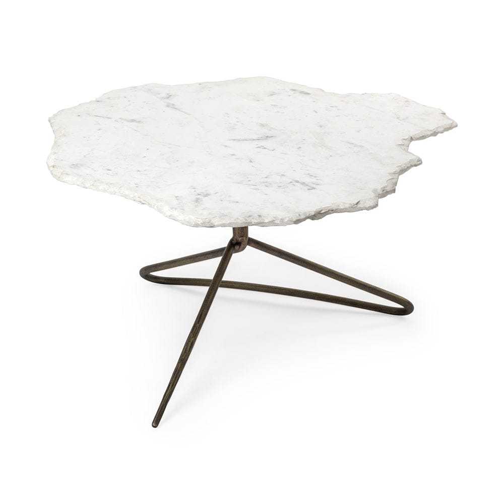 Mercana - Pinera 37" Irregular White Marble Top Gold Metal Base Coffee Table - 68246-AB_CLOSEOUT view 1