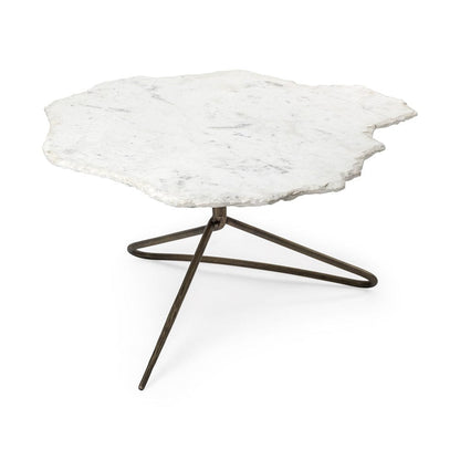 Mercana - Pinera 37" Irregular White Marble Top Gold Metal Base Coffee Table - 68246-AB_CLOSEOUT view 1