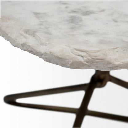 Mercana - Pinera 37" Irregular White Marble Top Gold Metal Base Coffee Table - 68246-AB_CLOSEOUT view 2