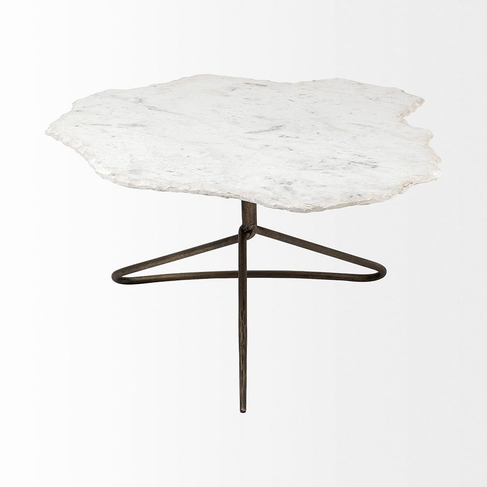 Mercana - Pinera 37" Irregular White Marble Top Gold Metal Base Coffee Table - 68246-AB_CLOSEOUT view 3