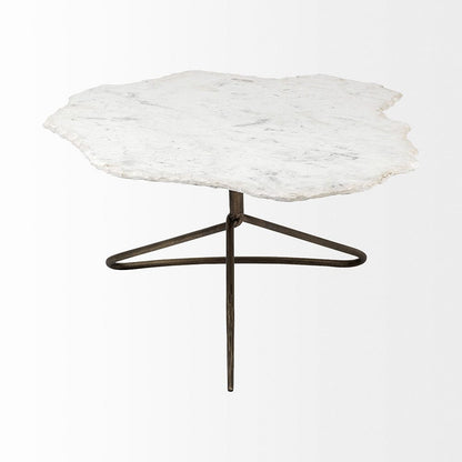 Mercana - Pinera 37" Irregular White Marble Top Gold Metal Base Coffee Table - 68246-AB_CLOSEOUT view 3